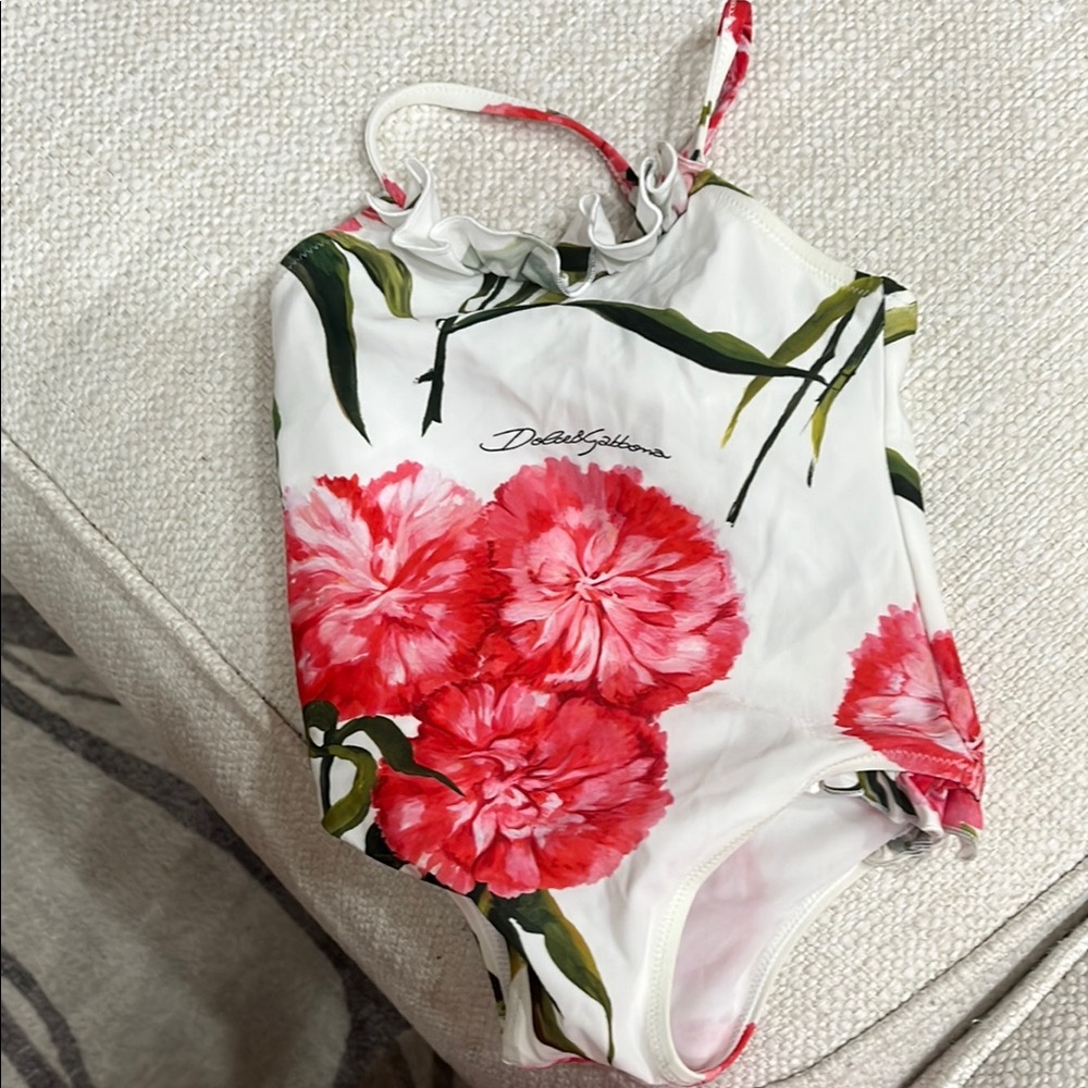 Dolce & Gabbana White and Red Floral Bodysuit